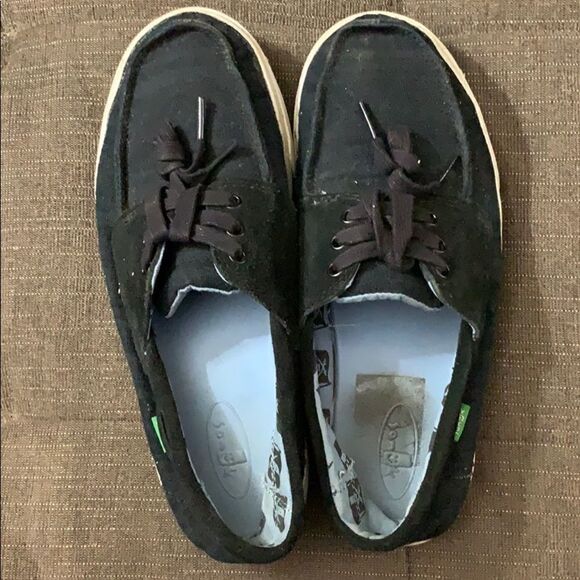 GUC MEN’S SIZE 8 BLACK SANUK BOAT-STYLE SHOES - Picture 3 of 5